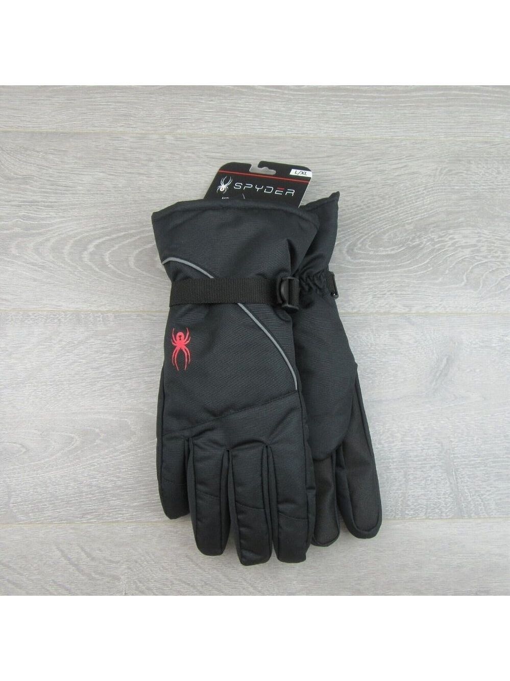 Spyder Insulated Ski Winter Snow Black Red Gloves Men's Size Large / XL NEW - Picture 2 of 11